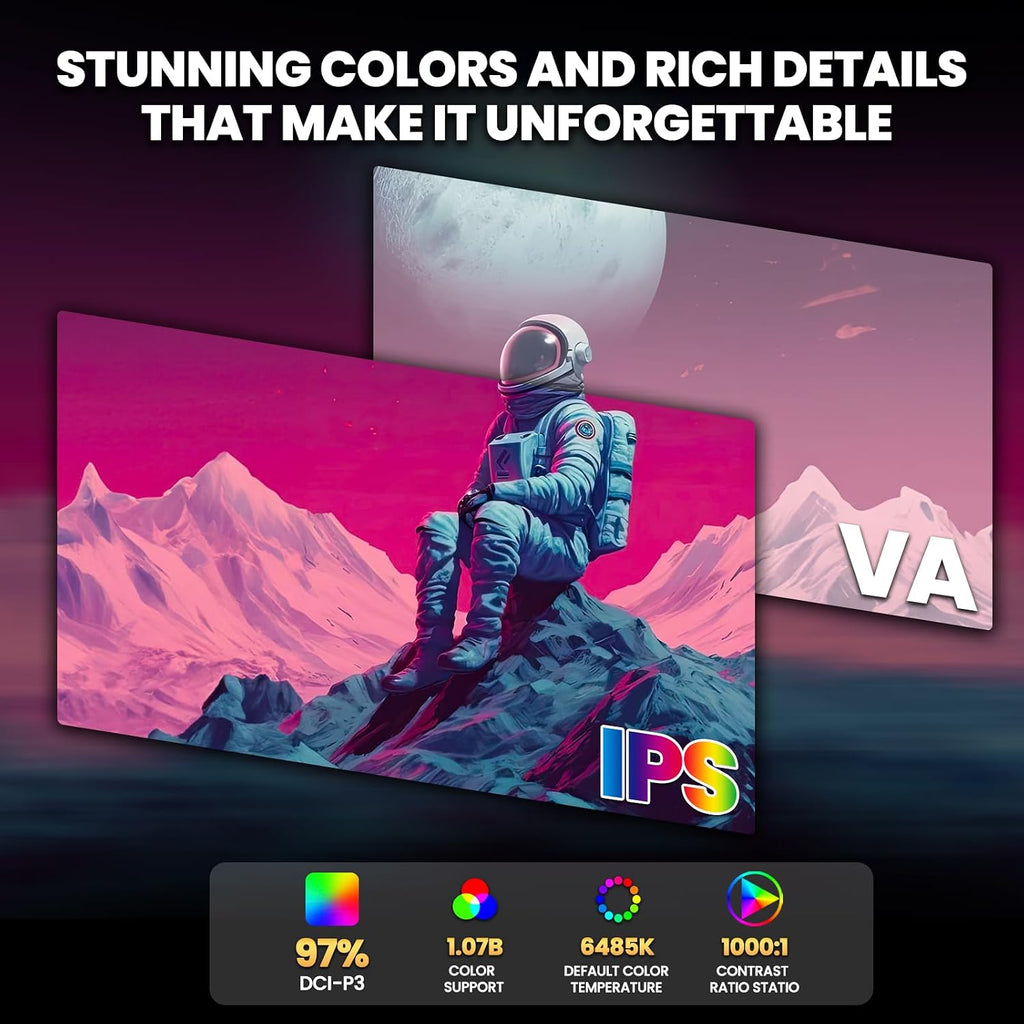 CRUA 32' 4K Gaming Monitor, UHD 3840x2160 IPS Display, 144Hz, AMD FreeSync, 120% sRGB, 1.07B Colors, Built-in Speakers, HDMI 2.1 & DP 1.4, Wall Mountable PC Monitor for Gaming, Streaming & Work