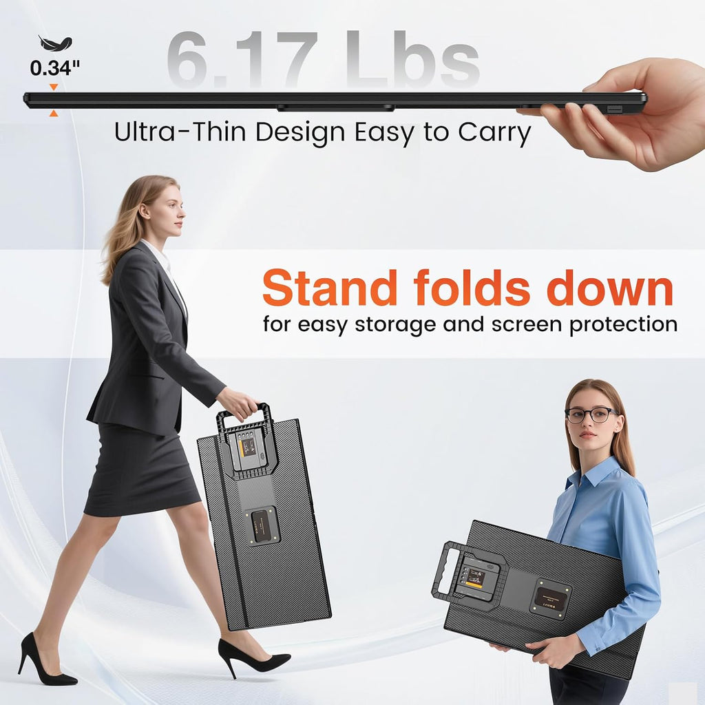 24' Large Portable Monitor, 1080P FHD 100Hz IPS Monitor, Height-Adjustable & Rotatable Screen(Horizontal/Vertical), Built-in Speakers, Requires Wall Outlet, Travel Monitor for Laptop / MacBook / PC