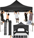 COBIZI 10x10 Pop Up Canopy Tent 10x10 Canopy with 4 Sidewalls Waterproof Heavy Duty Commercial Canopy Tent for Parties Outdoor Garden Gazebo, Carry Bag with Wheel(10x10ft, Black)