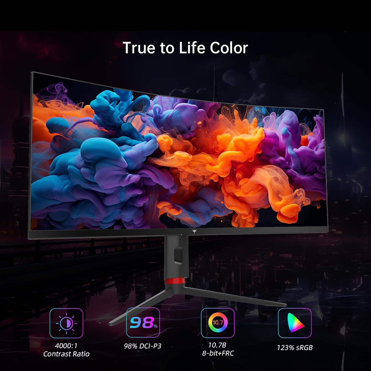 KTC 34 inch Curved Ultrawide Gaming Monitor, 180Hz WQHD 3440x1440 PC Monitor, 21:9, 1ms, 1500R, Adaptive Sync, HDMI Display Port, PBP/PIP, Height/Tilt/Swivel/Pivot Adjustment, VESA Mount, H34S18S