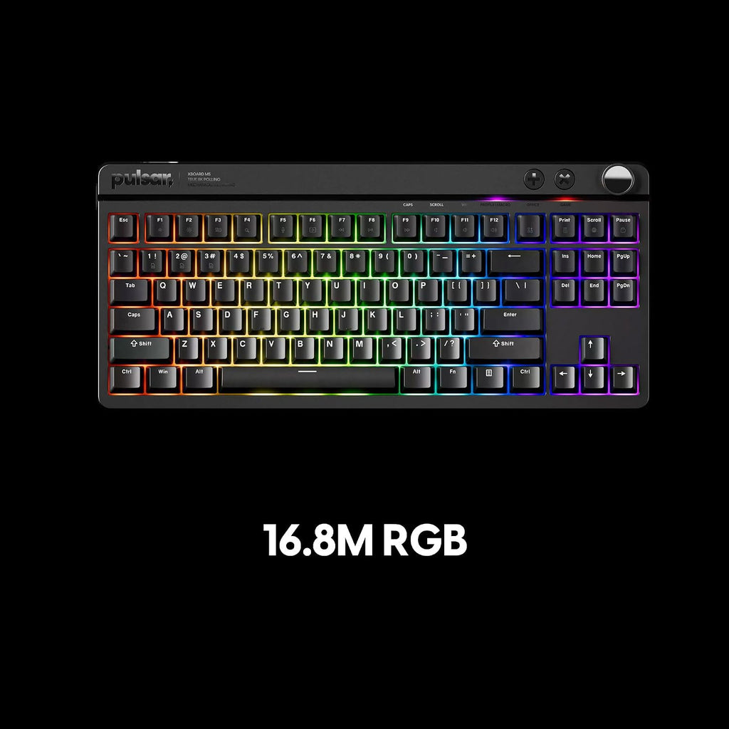 Pulsar XBOARD MS Mechanical Gaming Keyboard, 35K Scan Rate & 8K Polling for Ultra-Low Latency, Hot Swappable, TKL Gasket Mount, Aluminum Plate, PBT Double-Shot Keycaps, RGB Backlit, Volume Knob