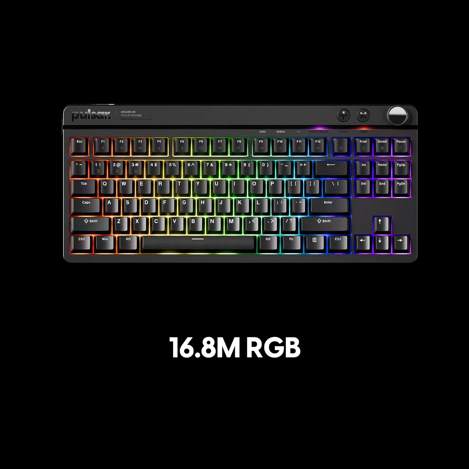 Pulsar XBOARD MS Mechanical Gaming Keyboard, 35K Scan Rate & 8K Polling for Ultra-Low Latency, Hot Swappable, TKL Gasket Mount, Aluminum Plate, PBT Double-Shot Keycaps, RGB Backlit, Volume Knob