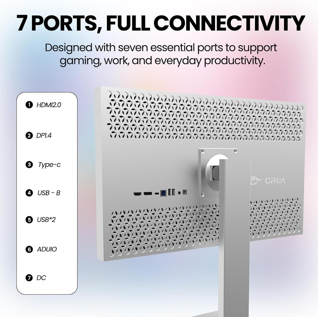 CRUA 27' 4K Monitor, UHD 3840x2160P 60Hz IPS Panel Computer Monitor with Built-in Speakers, Supports AMD FreeSync, USB Type-c, 98% DCI-P3, Height Adjustable, HDMI 2.0 & DP 1.2, Wall Mountable-Silver