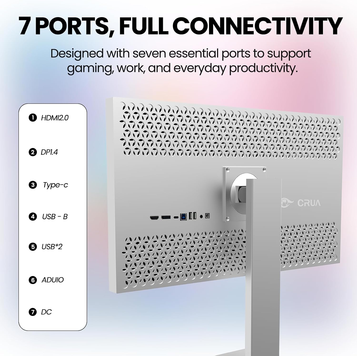 CRUA 27' 4K Monitor, UHD 3840x2160P 60Hz IPS Panel Computer Monitor with Built-in Speakers, Supports AMD FreeSync, USB Type-c, 98% DCI-P3, Height Adjustable, HDMI 2.0 & DP 1.2, Wall Mountable-Silver