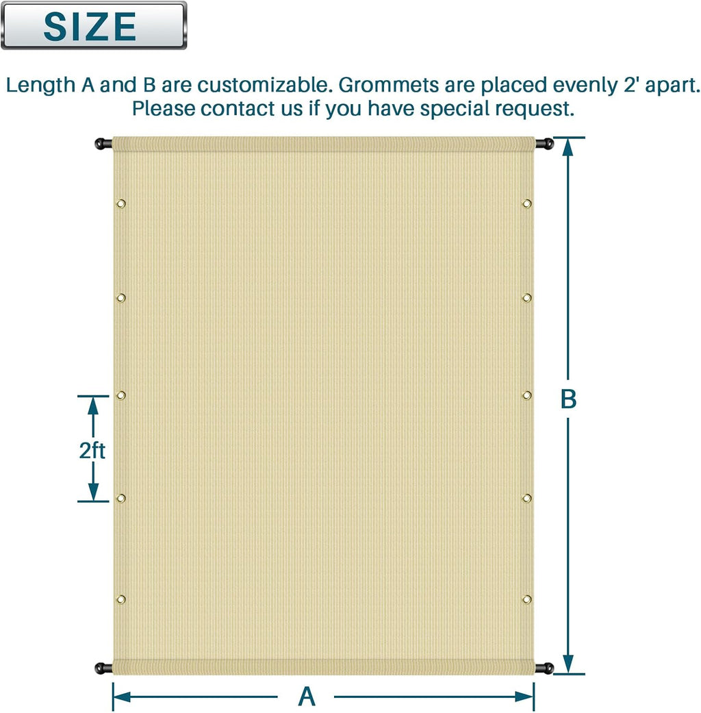 COARBOR 6'x16' Outdoor Pergola Universal Replacement Shade Cover Canopy with Grommets Weight Rods Shade Screen Panel for Patio Deck Backyard Gazebo Pergola Porch Beige