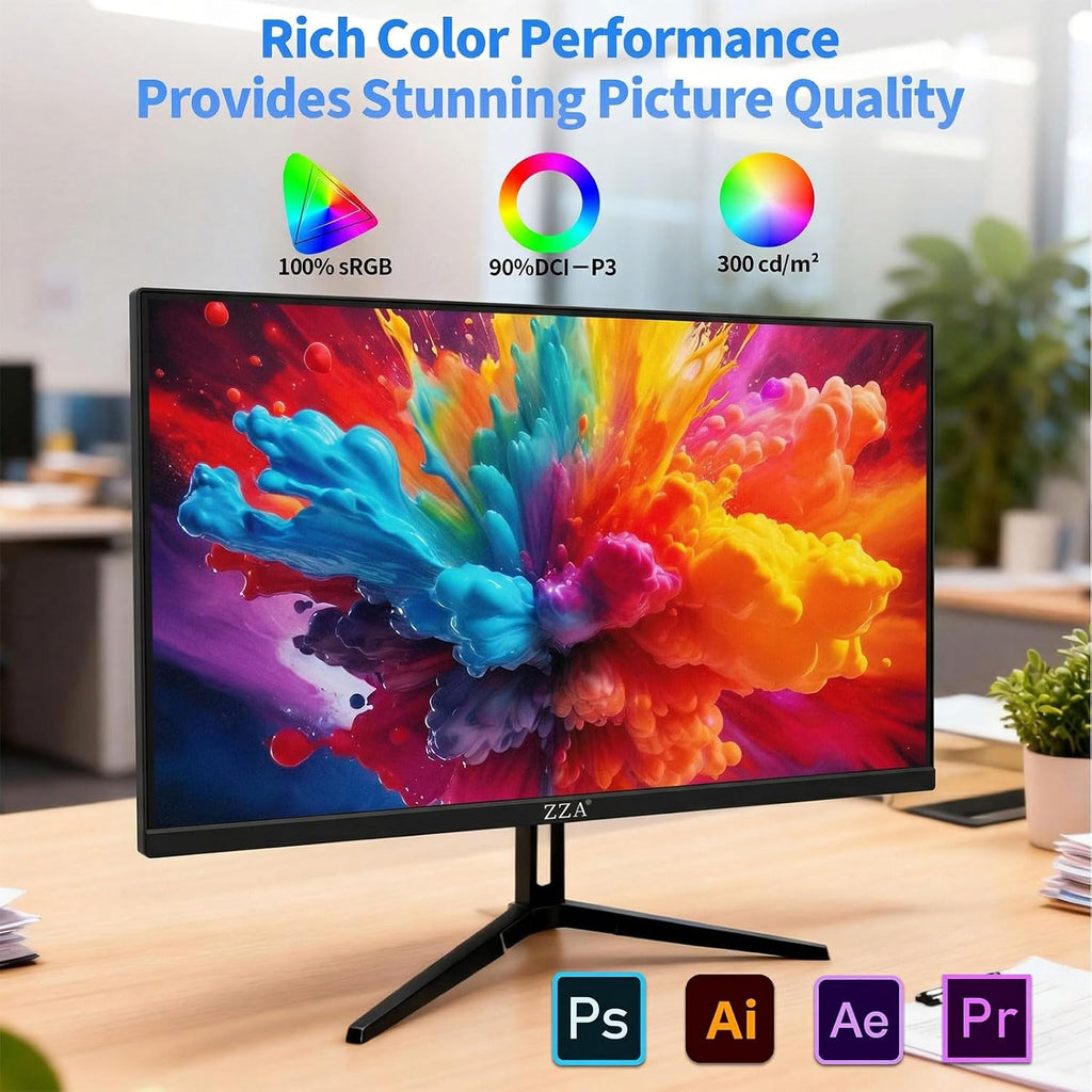 ZZA 27 Inch 4K Gaming Monitor,UHD(3840x2160) 4K 144Hz Flat Monitor, Adaptive Sync,HDMI 2.1 & DP 1.4,Tilt Adjustment PC Monitor, Wall Mountable, for Work, Streaming, and Home Office, Black