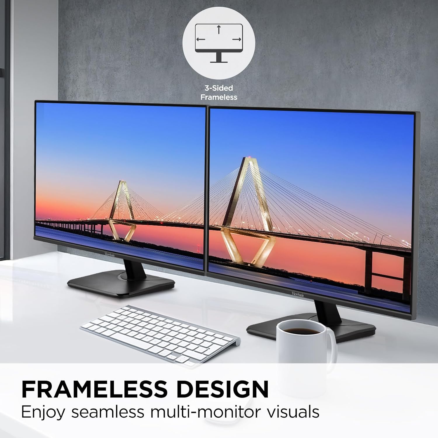 ViewSonic VA2756A-MHD 27 Inch 1080p Monitor, IPS Display with 120Hz for Enhanced Home and Office Productivity, Eye Care Technology, HDMI, DisplayPort, and VGA Inputs