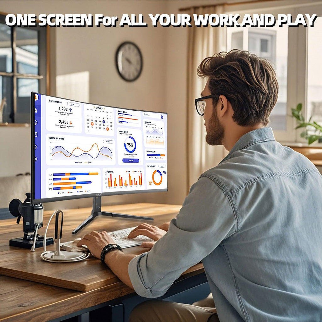 ZZA 32' Curved Gaming Monitor, 4K UHD (3840 x 2160) VA Display, 1500R Immersion, 144Hz/160Hz Refresh Rate, Advanced Computer Screen, Supports AMD FreeSync Premium, 120% sRGB Color Gamut,HDMI 2.1/DP1.4