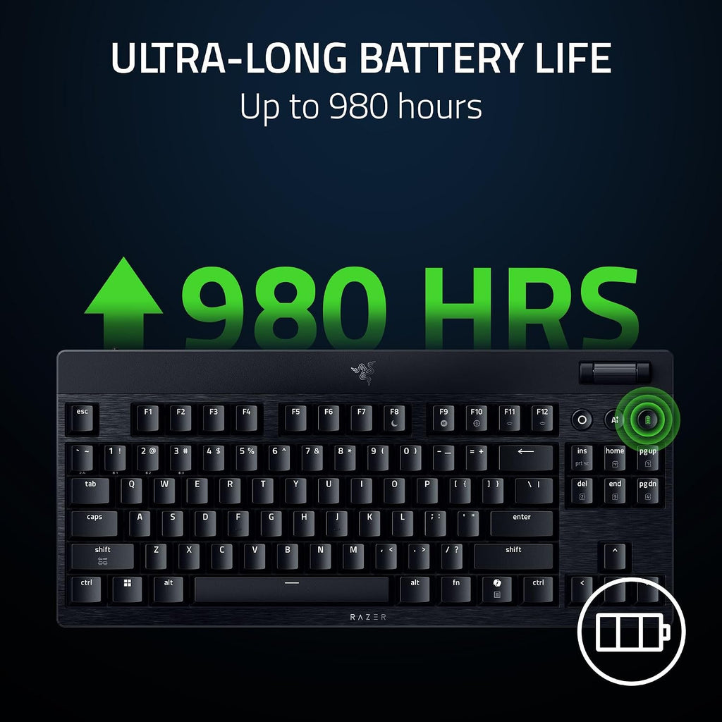 Razer BlackWidow V4 Low Profile TKL HyperSpeed Wireless Gaming Keyboard: Orange Mechanical Switches - 2.4GHz Wireless & Bluetooth - Multi-Function Roller - 3 Control Buttons - Long Battery Life