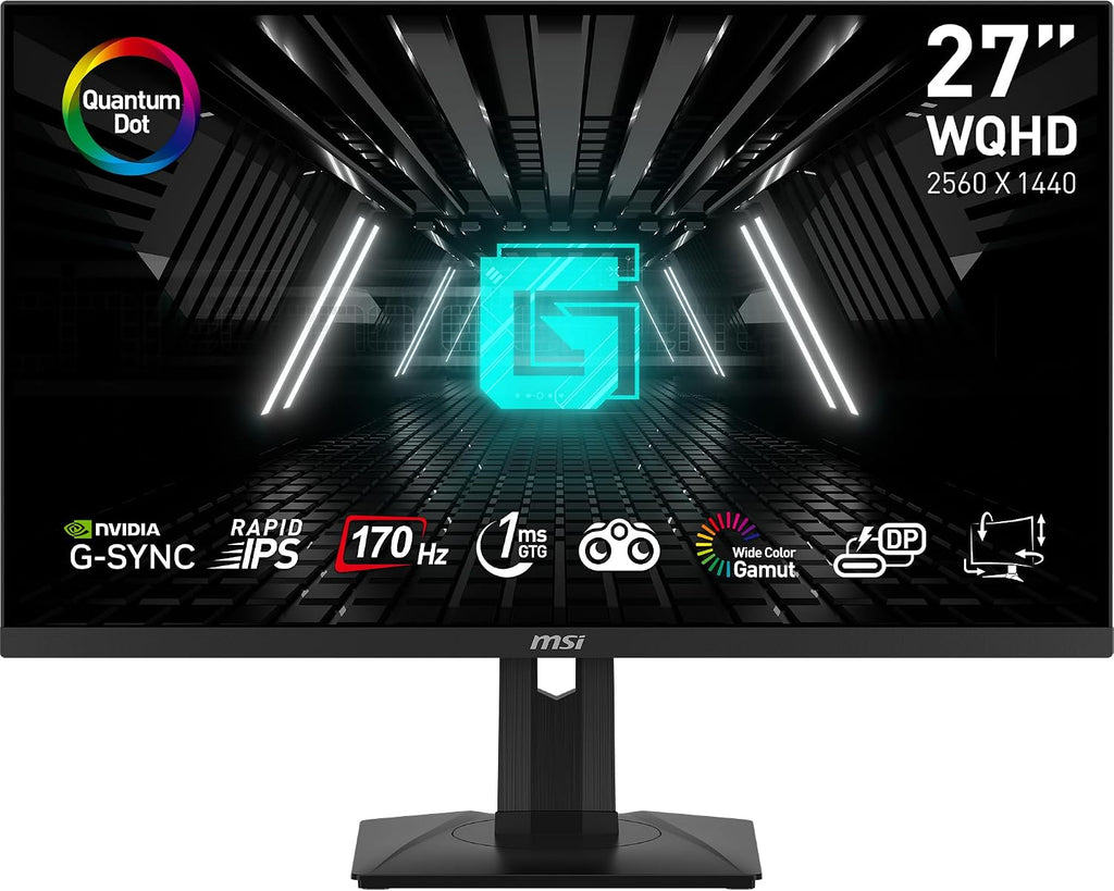 msi G274QPF-QD, 27' Gaming Monitor, 2560 x 1440(QHD), IPS, 170Hz, FreeSync Premium, HDR400, HDMI, Displayport, USB C, Tilt