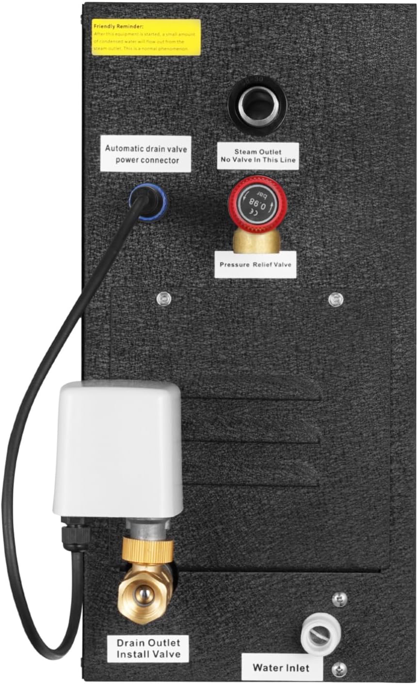 VEVOR Steam Generator, 4 kW Steam Shower System with Controller for Home Sauna & Spa, Commercial Auto Drain Kit with Overheat, Dry-Run & Overpressure Protection, 10min to 24h Timer, Black