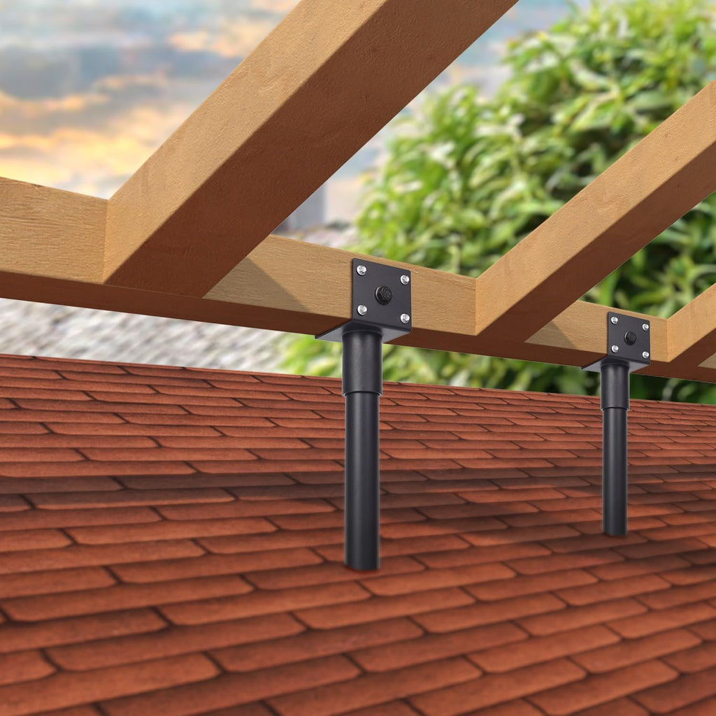 3.6' Heavy Duty Saddle Roof Riser for Patio Pergolas, 16-1/2' High, (Black - Set of 4)