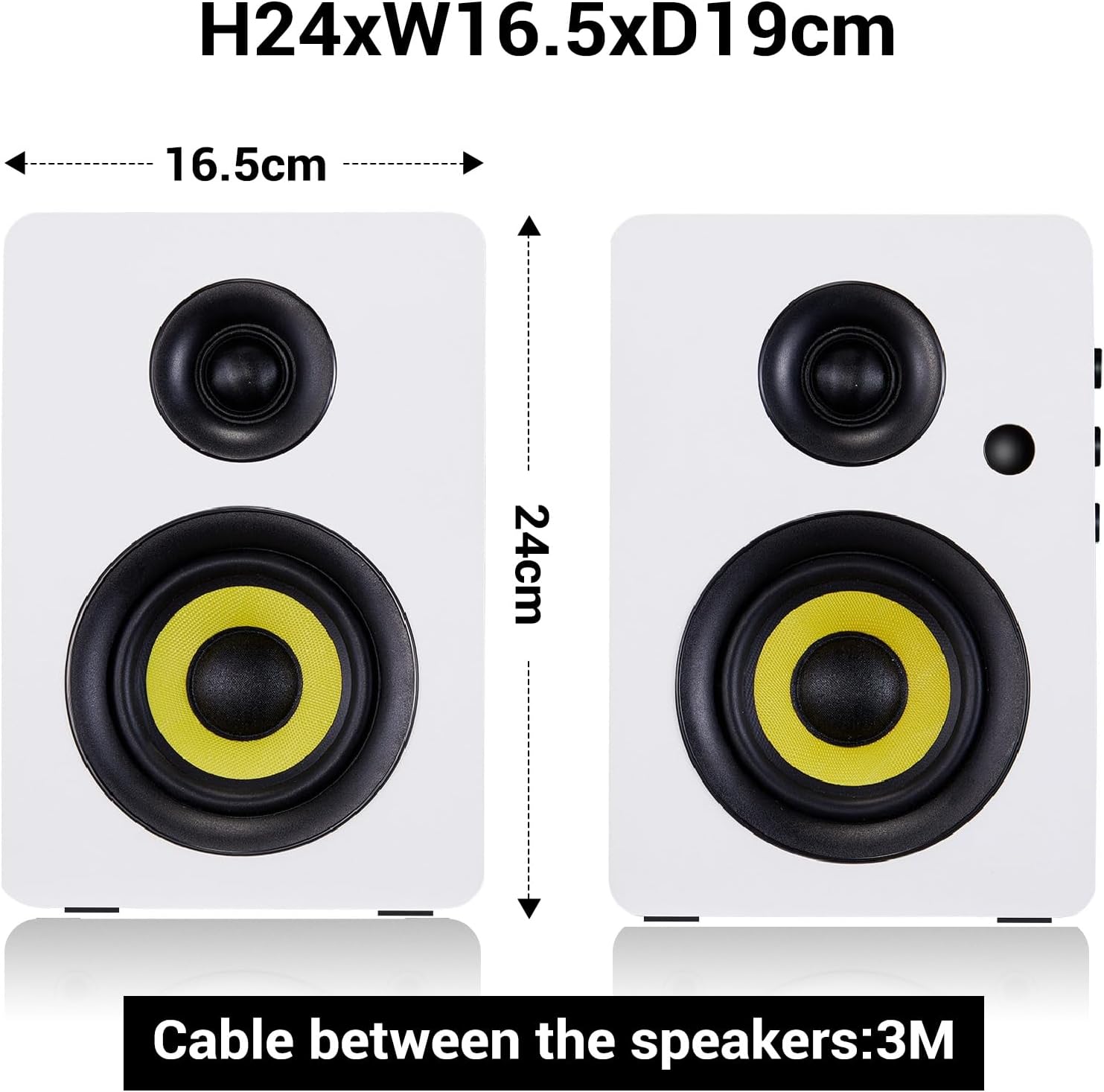 Sanyun SW206 80W Active Dual-Mode Bookshelf Speakers, 4' Studio Monitor & HiFi Mode, Upgraded 3D Sound Field, 6.35mm TRS Balanced, Bluetooth 5.4, Optical Coaxial Aux USB 24bit DAC, White