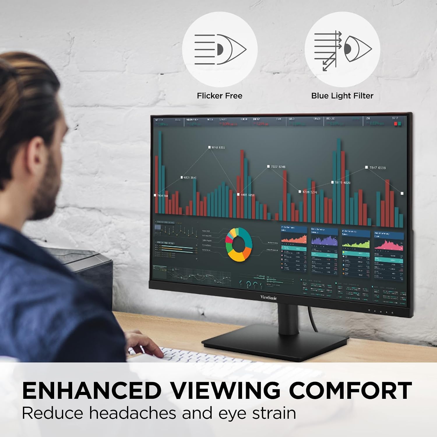 ViewSonic VS2747-H 27 Inch 1080p Monitor, IPS Display with 100Hz for Productive Home and Office Spaces, Eye Care Technology, Thin Bezels, HDMI, and VGA Inputs