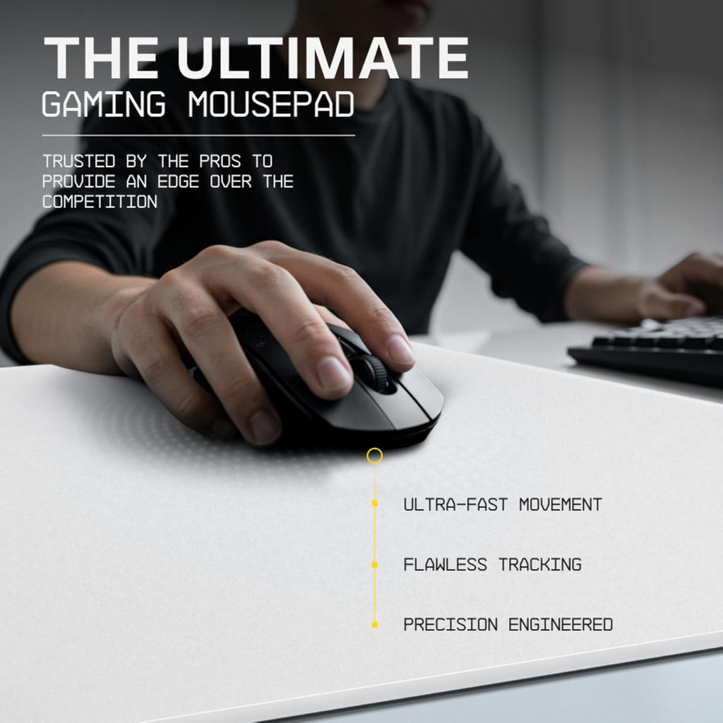 Wallhack 4.0 Glass Gaming MousePad - Professional Esport Mouse Mat with Specialty Surface for Top Speed and Control, Large Tempered Glasspad with Full Silicone Base - (SkyPAD White,XL 16.92' x 19.29')