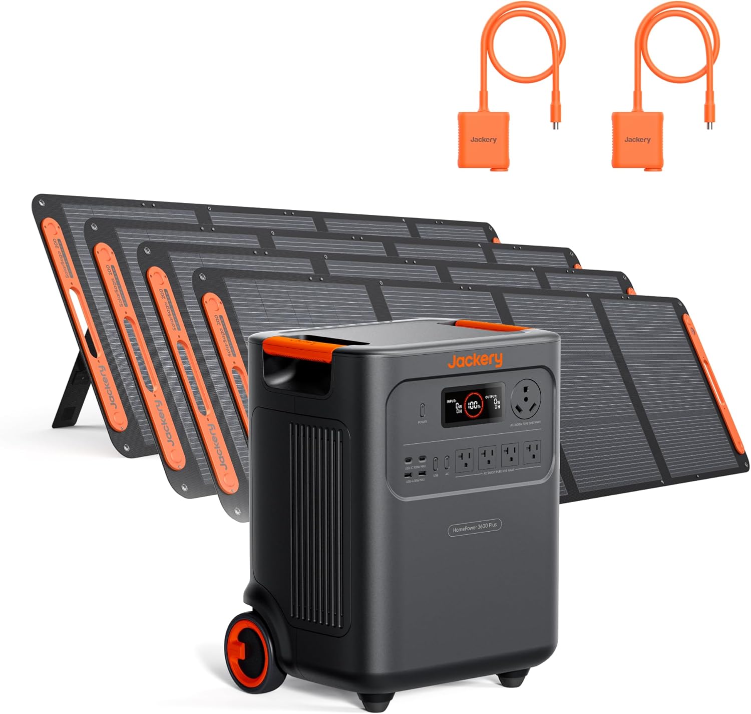 Jackery HomePower 3600 Plus Portable Power Station with 4x 200W Solar Panels and 2x Solar Panel Connector, 3600W AC Output, 3584Wh Solar Generator, Expandable up to 21kWh, Essential Home Backup