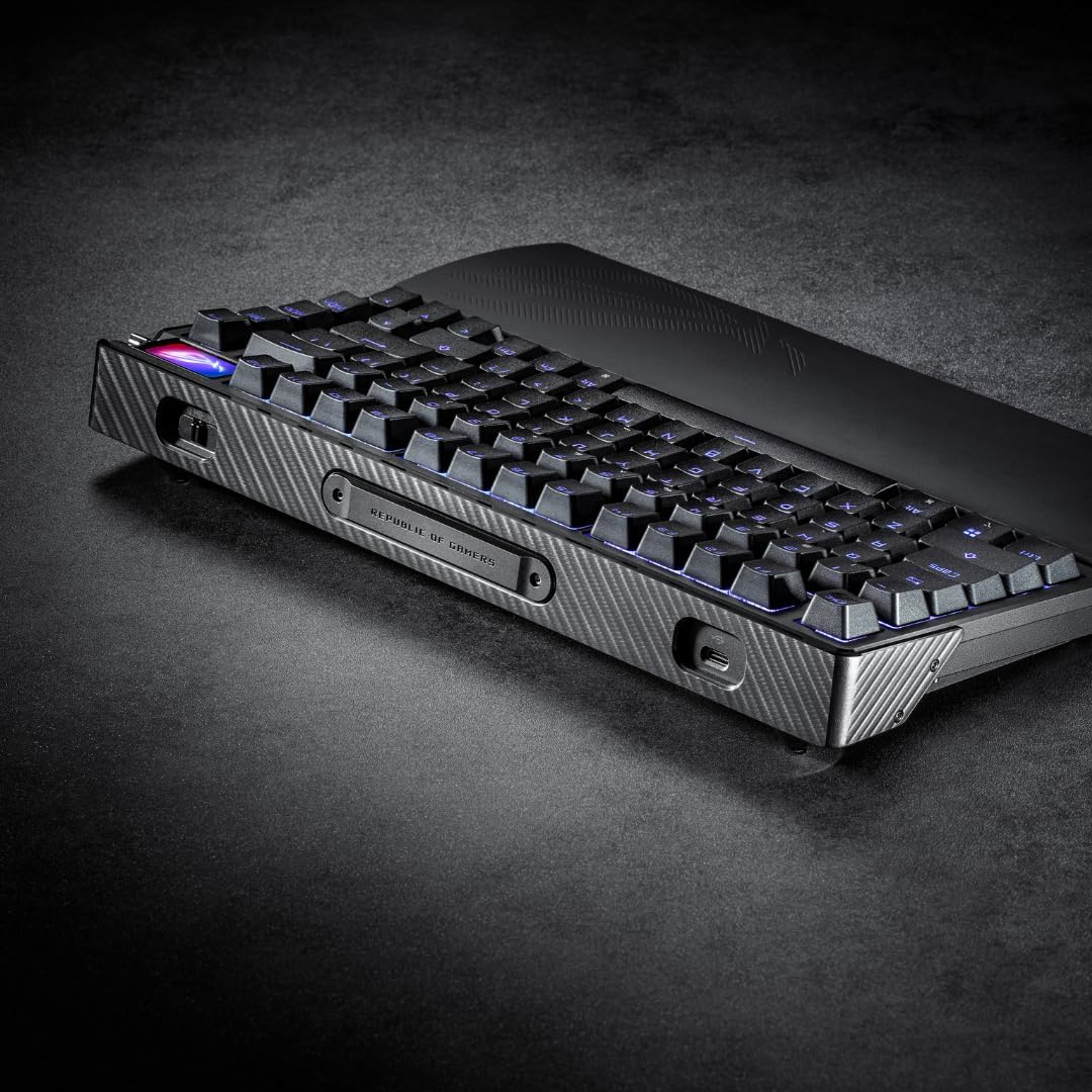 ASUS ROG Azoth Extreme Wireless Mechanical Gaming Keyboard – 75% TKL, ROG NX Storm Clicky Switches, PBT Keycaps, Aluminum Chassis, Carbon Fiber, Gasket Mount, Color OLED Screen, PC/Mac Support - Black