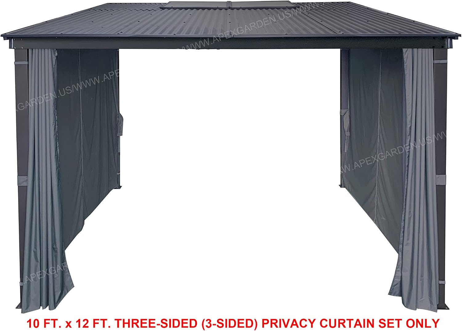APEX GARDEN Universal 3-Side Privacy Curtain Set for 10' x 12' Awing/Sun Shelter/Gazebo (Dark Grey (3-Side ONLY))