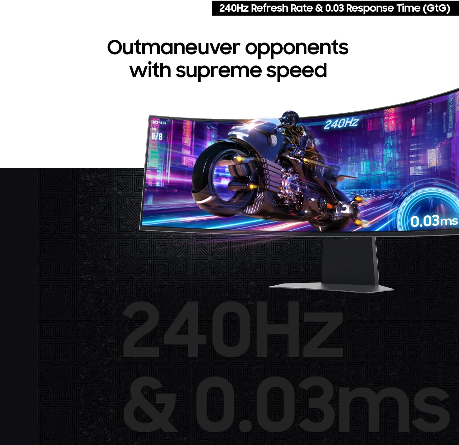 Samsung 49-Inch Odyssey G9 (G95SD) Series QD-OLED G-Sync Compatible Curved Gaming Monitor, 240Hz, 0.03ms, Dual QHD, Glare Free, FreeSync Premium Pro, Ergonomic Stand,LS49DG956SNXGO,2024, 3 Yr Warranty