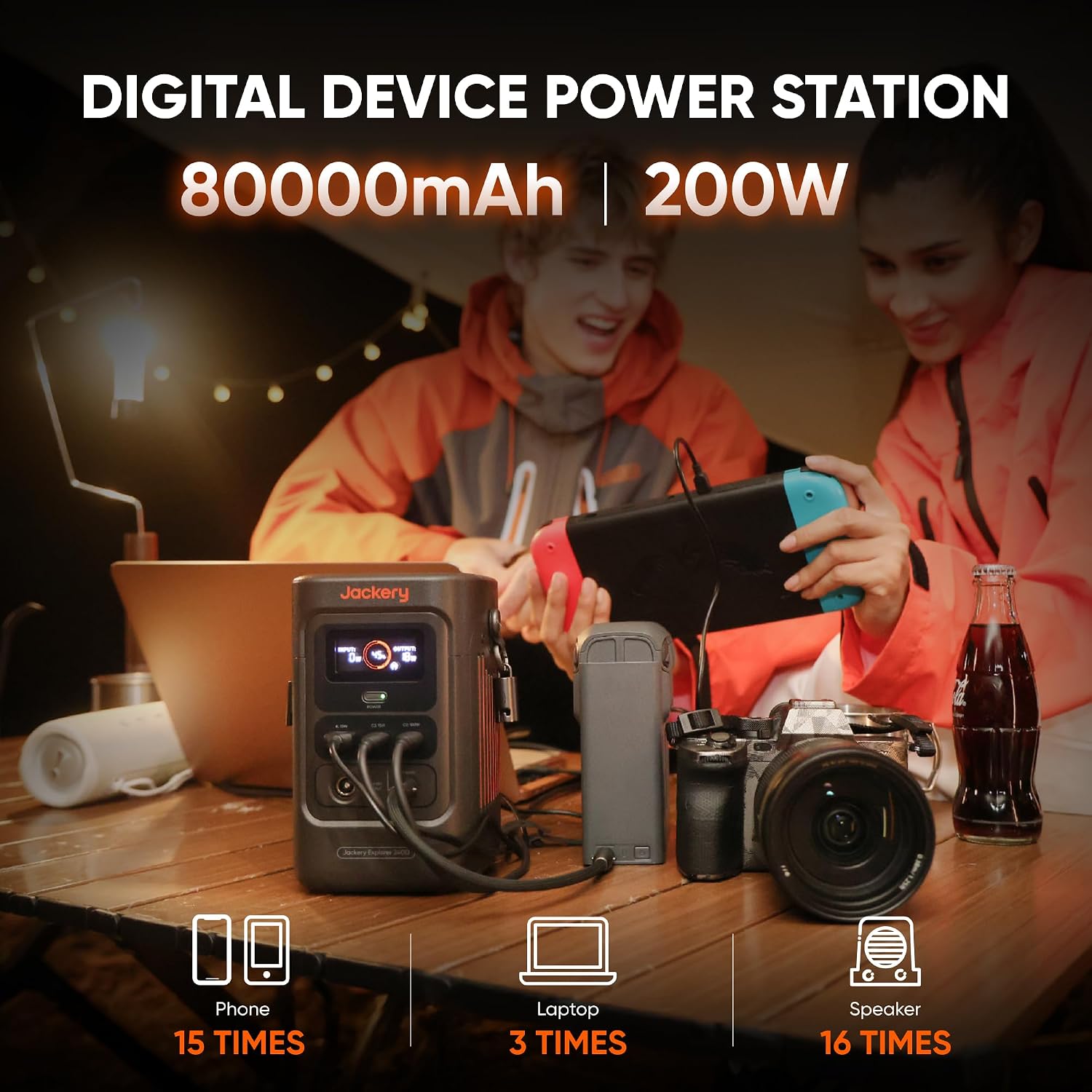 Jackery Explorer 240D Power Bank and 40W Solar Panel (80,000mAh), LiFePO4 Battery Portable Power Station, USB-C Cable Included,200W DC Output,1-Hour Fast Charging, Compact for Outdoor, Camping, Travel