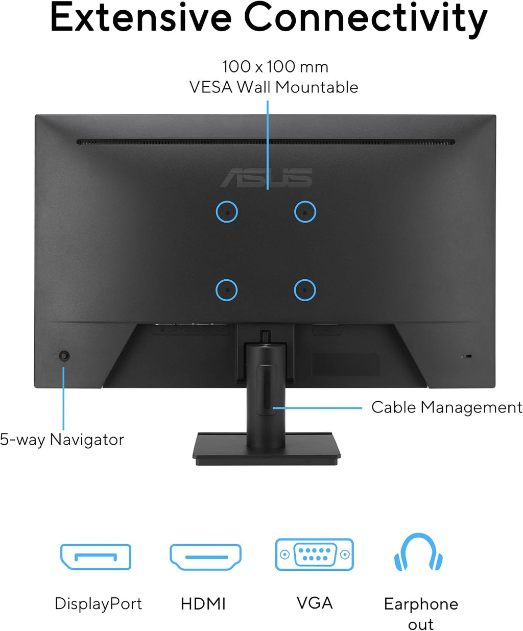 ASUS 27' Computer Monitor (VA279QG) - Full HD, IPS, 120Hz, 1ms MPRT, Adaptive-Sync, Eye Care, Low Blue Light, Flicker Free, HDMI, DisplayPort, VGA, Speakers, VESA Mountable, 99% sRGB, 3yr Warranty