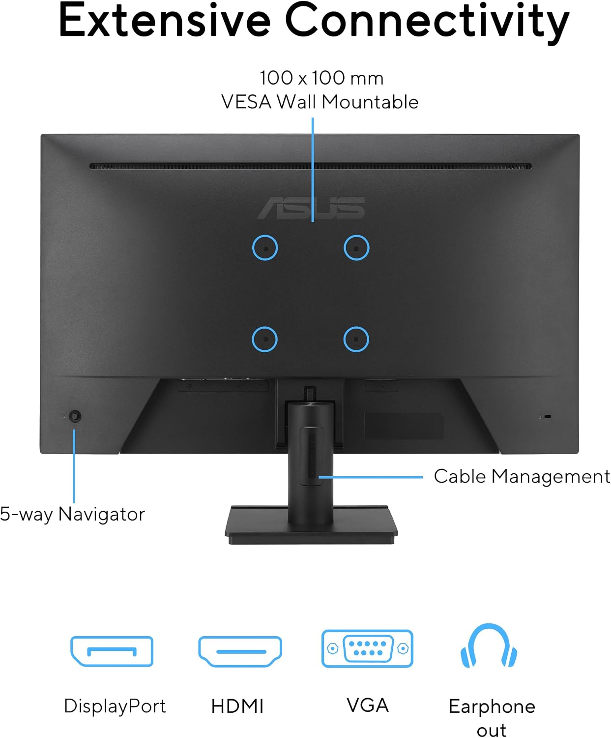 ASUS 27' Computer Monitor (VA279QG) - Full HD, IPS, 120Hz, 1ms MPRT, Adaptive-Sync, Eye Care, Low Blue Light, Flicker Free, HDMI, DisplayPort, VGA, Speakers, VESA Mountable, 99% sRGB, 3yr Warranty