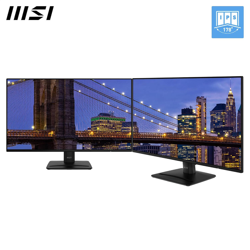 msi PRO MP271A E2 27-inch IPS 1920 x 1080 (FHD) Gaming Office Monitor, 120Hz, Free-Sync, HDMI, DisplayPort, VGA Port, VESA Mountable, Tilt, Speaker, 4-Side Slim Bezel 1ms, Black