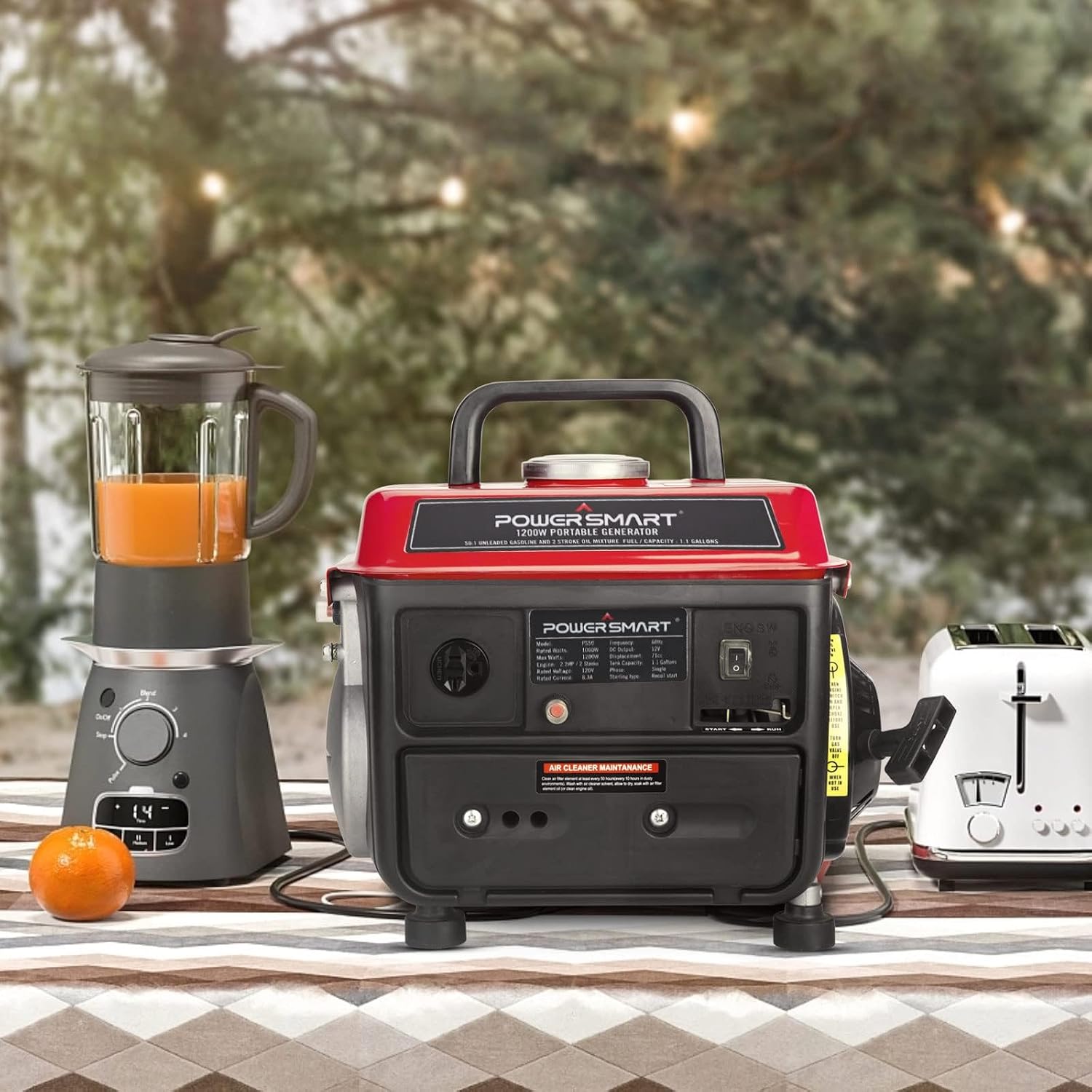 PowerSmart PS50 1000W 2 Stroke Manual Start Portable Generator, Red/Black