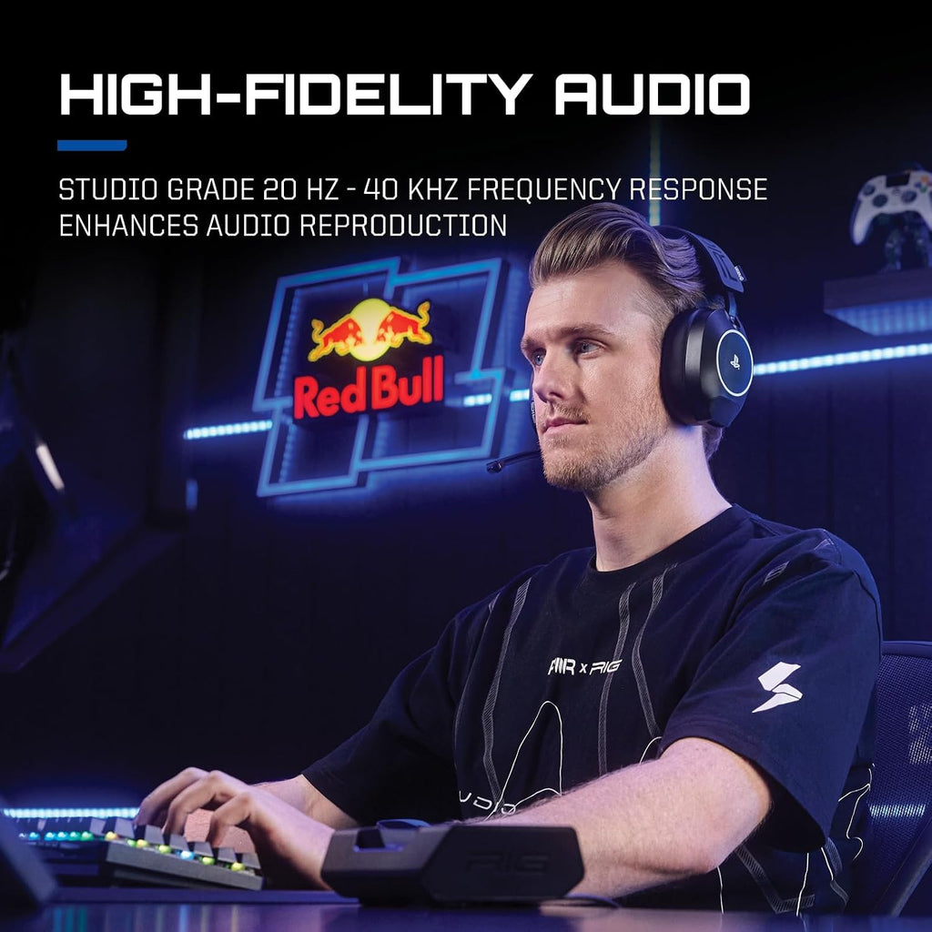 RIG R8 SPECTRE PRO HS Wireless Gaming Headset for PlayStation, PS5, PS4, PC, Mobile; Graphene Drivers, 3D Audio, Noise-Canceling Mic, Dual Wireless 2.4GHz / Bluetooth, 60-Hr Battery, RGB Charging Base