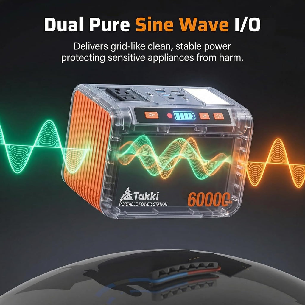 Takki Solar Generator 250W Portable Power Station with 40W Solar Panels 222Wh Pure Sine Wave Camping Lithium Battery Power Pack with AC 110V Outlet for Camping CPAP Home Use Emergency Outdoor