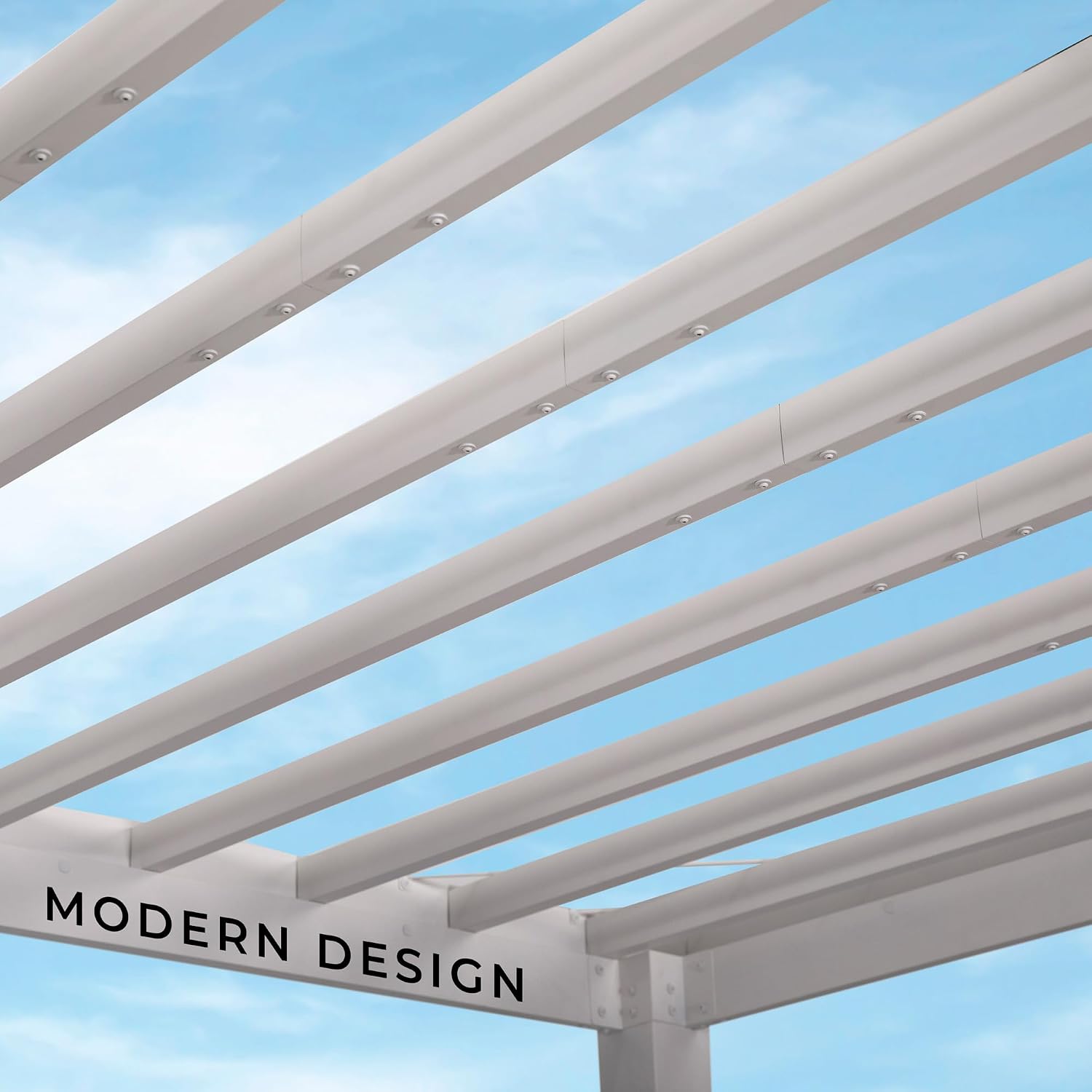 Backyard Discovery Windham 14' x 10' Modern Galvanized Steel Pergola Kit with Shade Sail Canopy, All-Season Durability, PowerPort, High-Wind Rating for Outdoor Patio, Garden, Deck, Entertaining