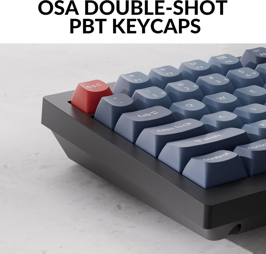 Keychron V6 Max Wireless Custom Mechanical Keyboard, 2.4 GHz Bluetooth 5.1 QMK Full-Size Layout RGB with Hot-swappable Silent Red Switch Compatible with Mac Windows Linux