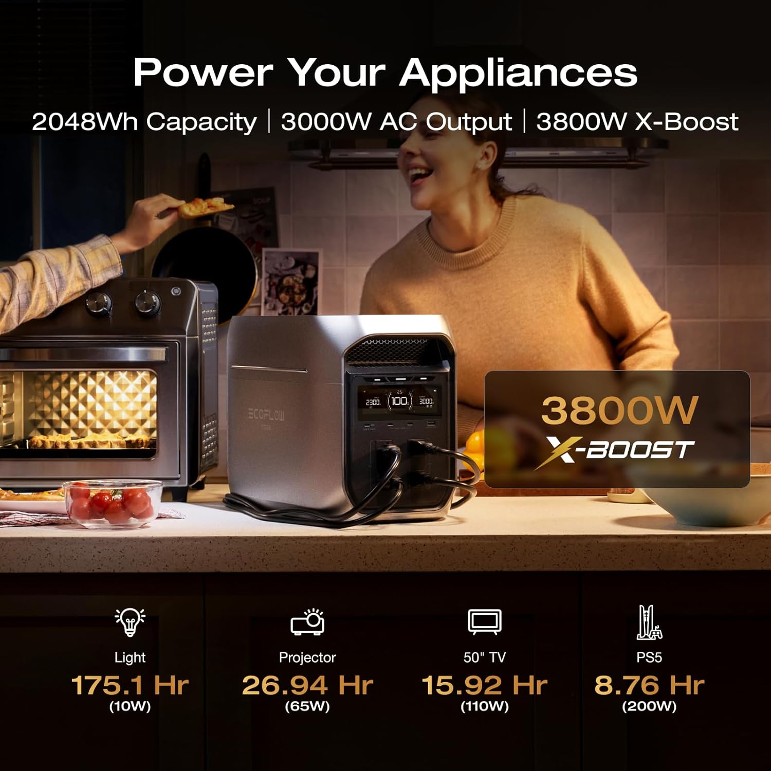 EF ECOFLOW Portable Power Station DELTA 3 MAX Plus with 220W Solar Panel, 3000W Max Output, Fast 0–80% Recharge in 64mins, Reliable Home Backup & RV Camping