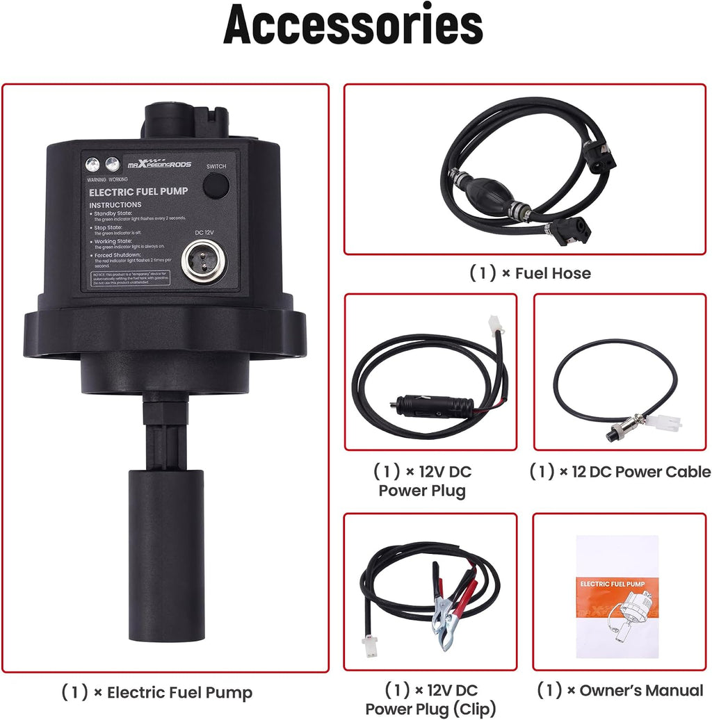 maXpeedingrods 12V DC Gasoline Electric Fuel Pump, Automatically Pump Fuel, Extended Running Time for Generator Without Stopping, Precise Control and No Fuel Leak