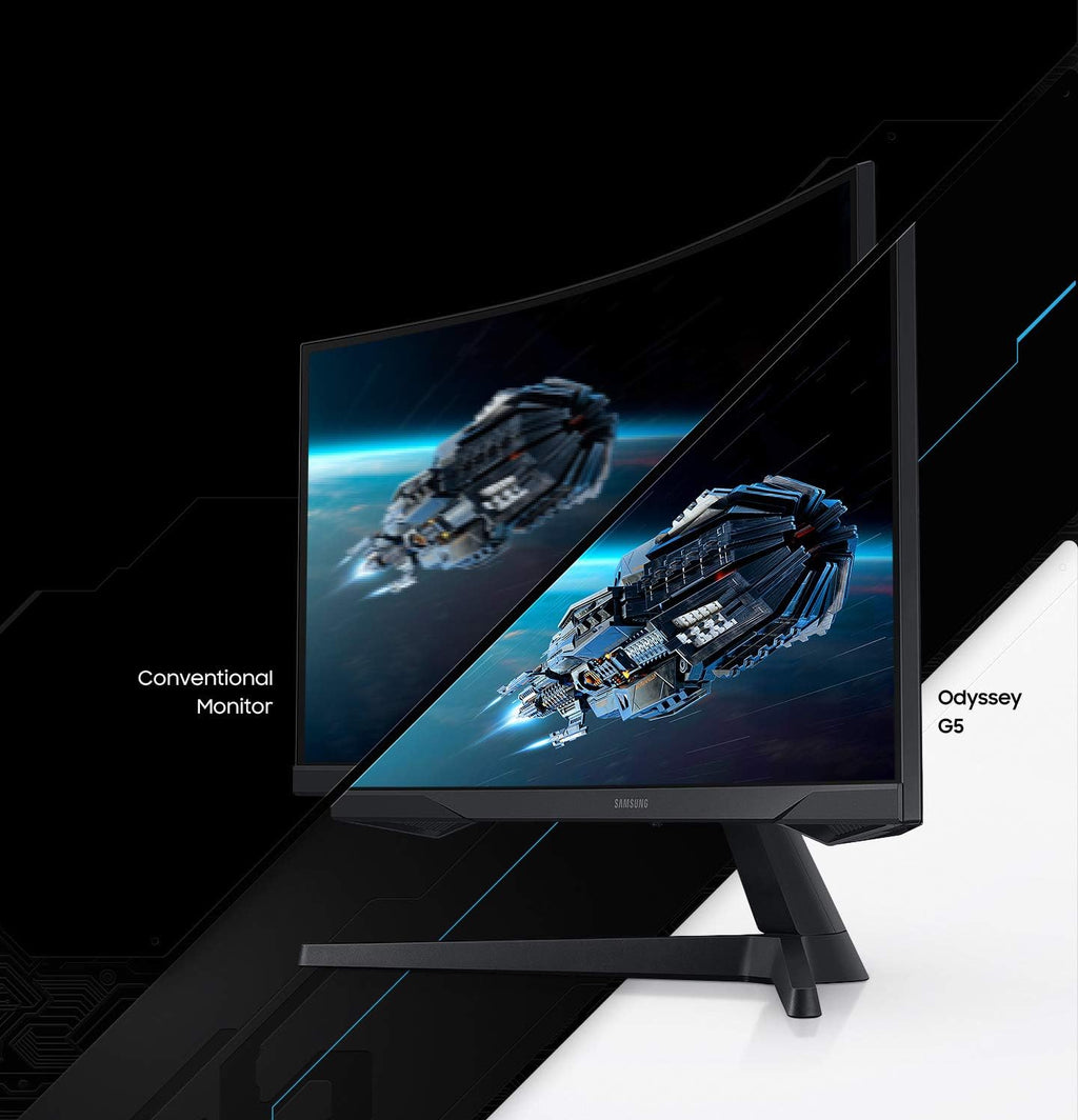 Samsung Odyssey G5 Series 27-Inch WQHD (2560x1440) Gaming Monitor, 144Hz, Curved, 1ms, HDMI, Display Port, FreeSync Premium (LC27G55TQWNXZA)