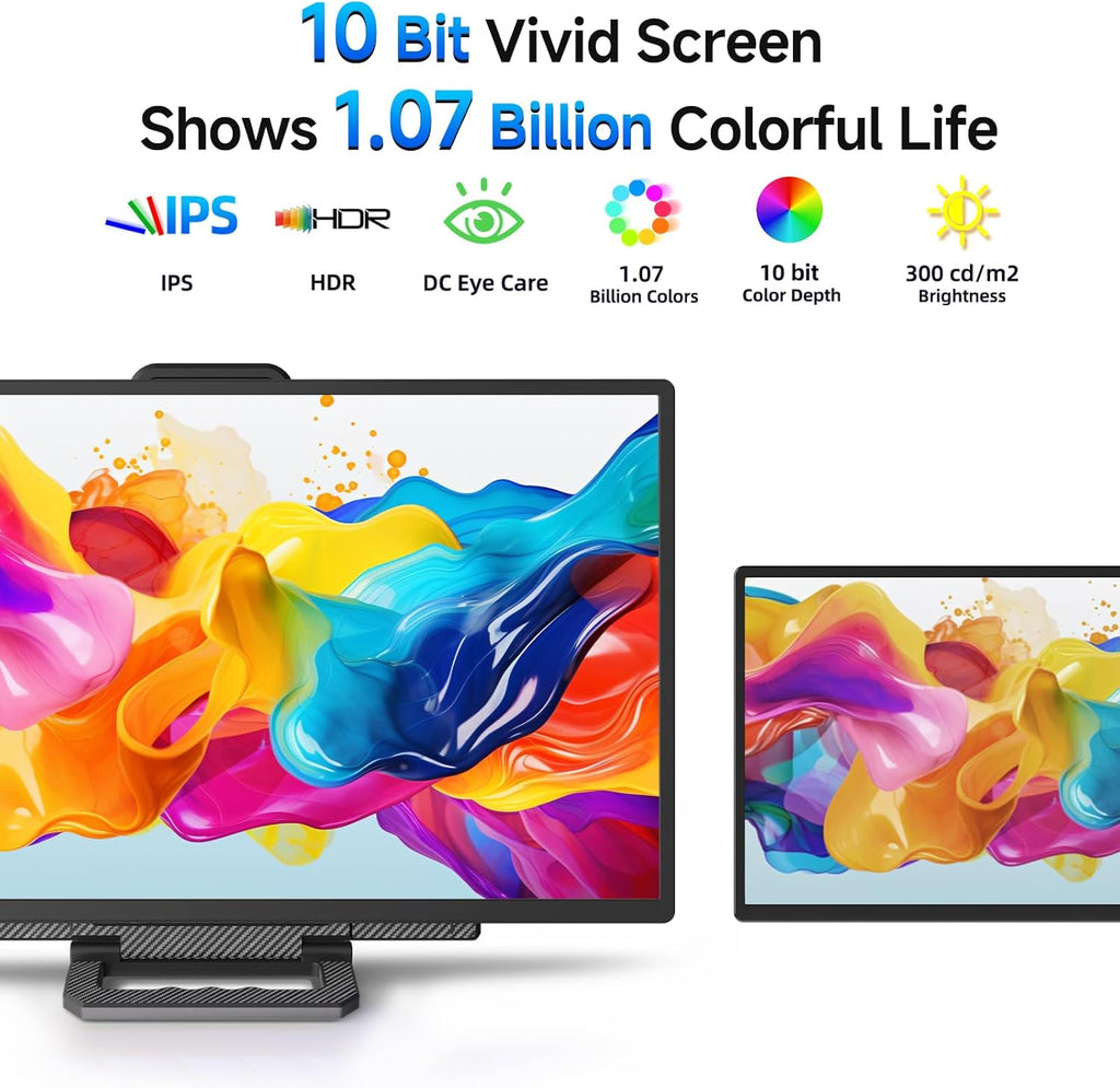 Large Portable Monitor 24 inch - 1080P FHD 100Hz Travel Monitor, 125% sRGB IPS Laptop Screen Extender, VESA Compatible, Height Adjustable Detachable Stand with USB-C HDMI for Work Gaming Office Home