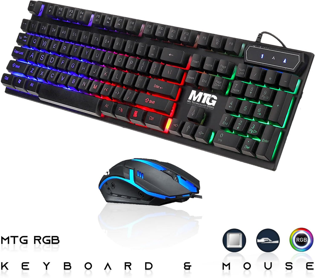 MTG 24' Curved Monitor Full HD 1080P Frameless Screen, HDMI DP USB Audio, Low Motion Blur, VESA Mount, RGB Keyboard Mouse Combo, Computer Monitor for Gaming, Home and Office