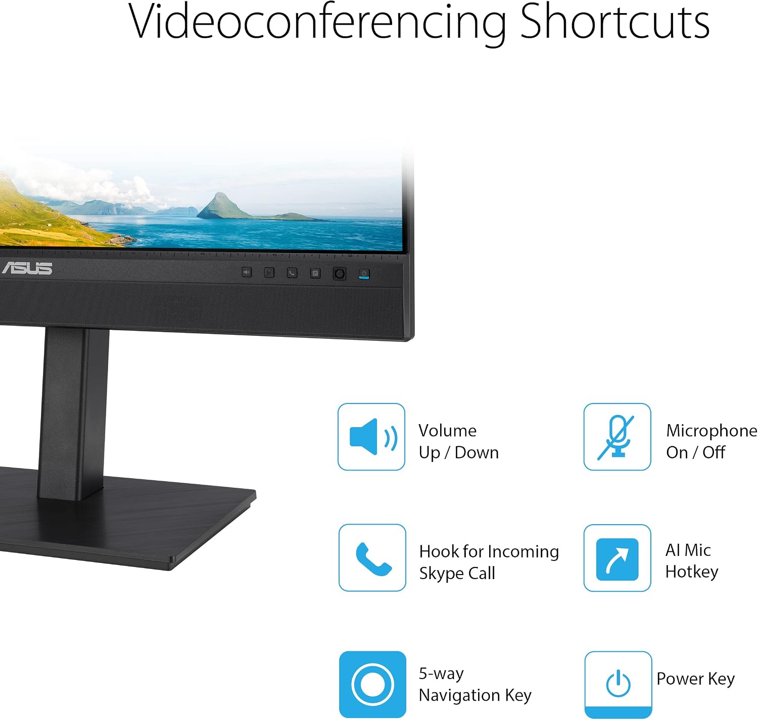 ASUS 24' 1080P Video Conferencing Monitor (BE24ECSNK) - Full HD, IPS, Built-in Adjustable 2MP Webcam, AI Noise-canceling Mic, Eye Care, USB-C Docking, RJ45, Height Adjustable, HDMI, Zoom Certified