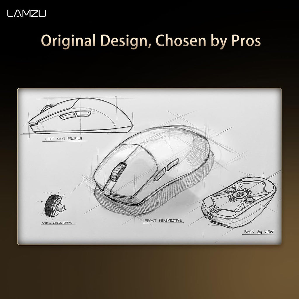 Lamzu Maya X Wireless Gaming Mouse, Ultra Lightweight 47g, Optical Switch, Maximum 30000 DPI, Symmetrical, MCU Nordic 52840, Dust-Proof Encoder, PAW3950 Sensor(Larger Maya) (White)