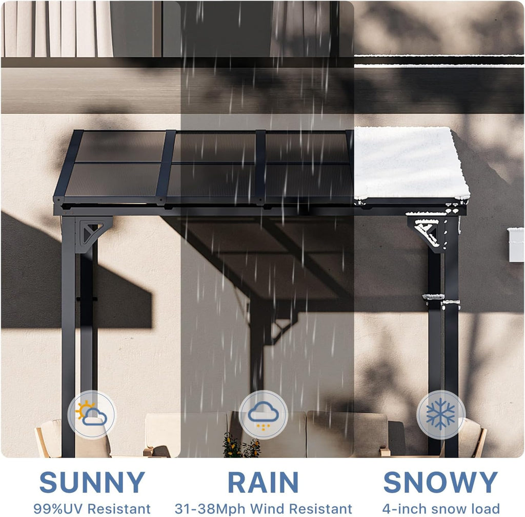 10' x 8' Gazebo for Patio, Gazebo Pergola with Sloped Roof, Large Wall-Mounted Heavy Duty Awnings, for Backyard, Deck, Patio