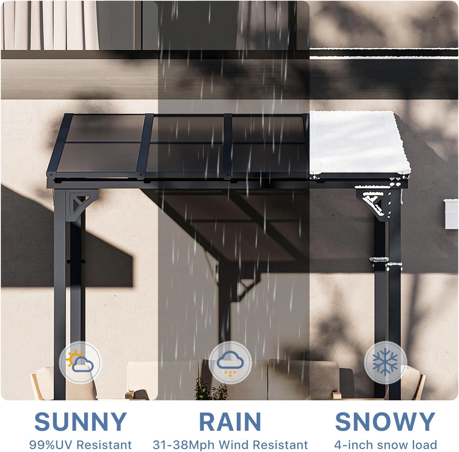 10' x 8' Gazebo for Patio, Gazebo Pergola with Sloped Roof, Large Wall-Mounted Heavy Duty Awnings, for Backyard, Deck, Patio
