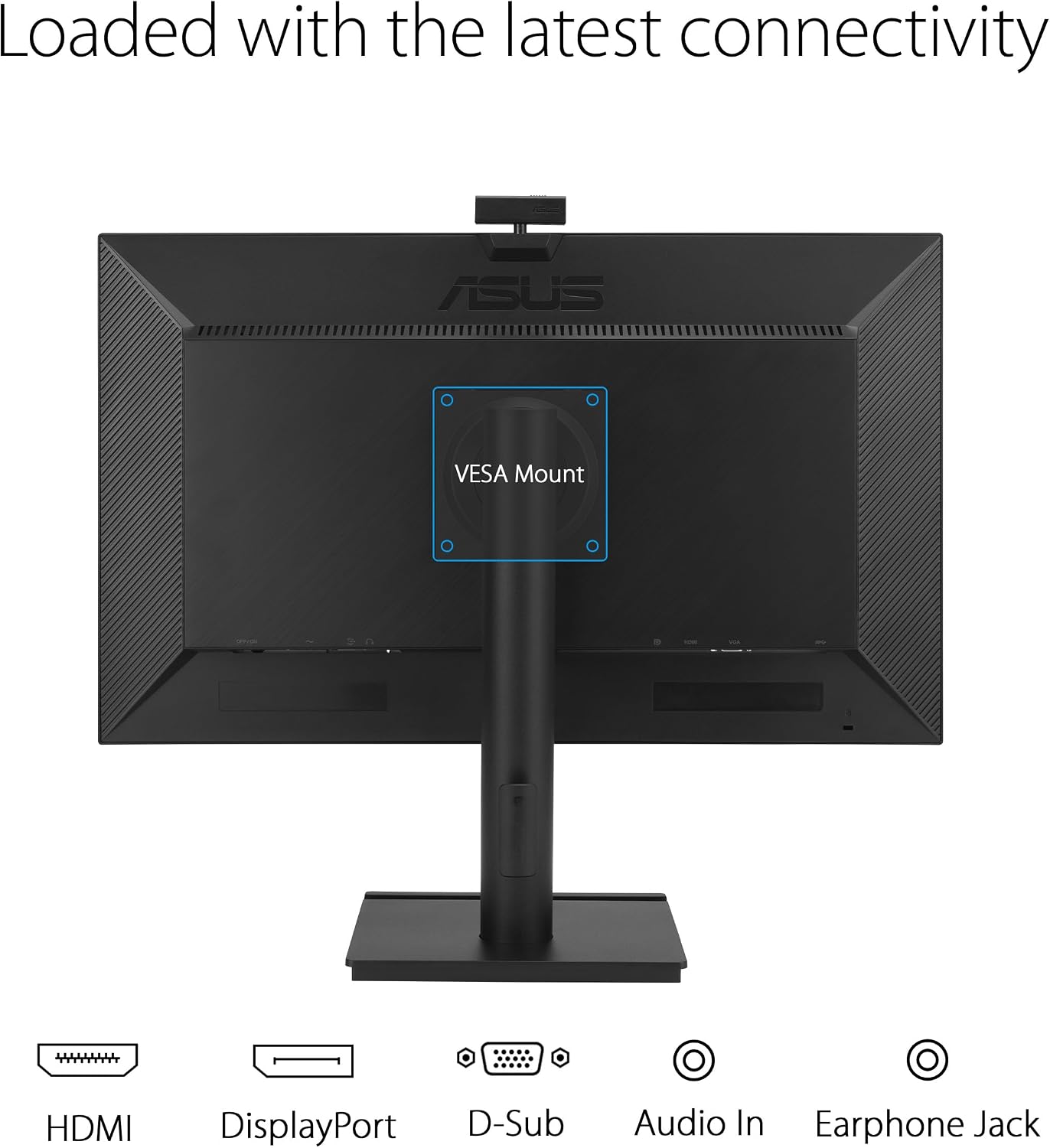 ASUS 24' 1080P Video Conferencing Monitor (BE249QFK) - IPS, 100Hz, Frameless, Full HD Webcam, Mic Array, Speakers, Height Adjustable, Ergonomic Design, Eye Care, Wall Mountable, 3 yr Warranty