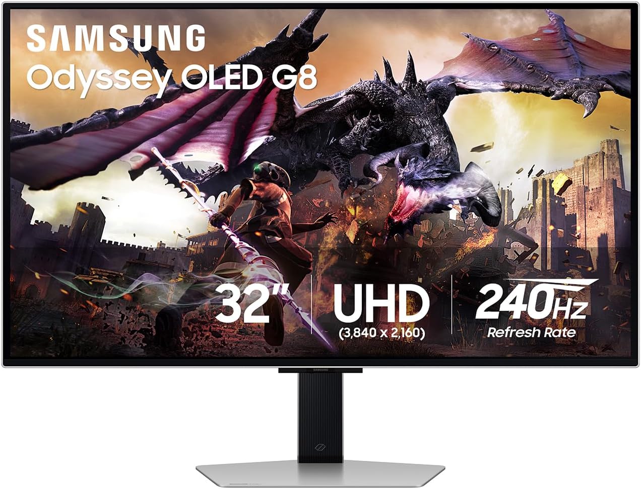 Samsung 32' Odyssey OLED G8 (G80SD) Series 4K UHD Smart Gaming Monitor w QD-OLED, 240Hz 0.03ms, G-Sync Compatible, Glare-Free Display, Sleek Metal Design, LS32DG800SNXZA, 3 Yr Warranty