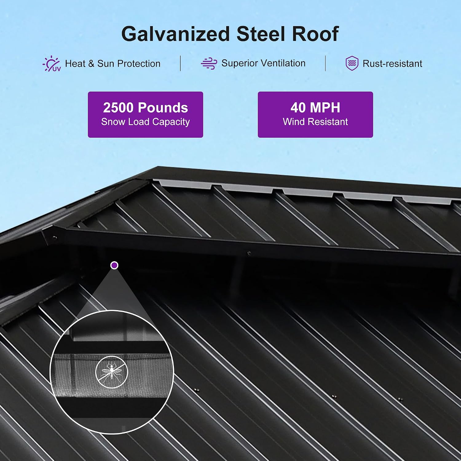PURPLE LEAF 12' X 16' Outdoor Hardtop Gazebo for Patio Galvanized Steel Double Roof Permanent Canopy Teak Finish Coated Aluminum Frame Pavilion Gazebo with Netting and Khaki Curtains