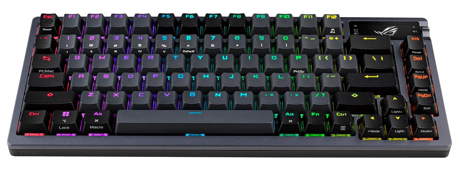 ASUS ROG Azoth Wireless Mechanical Gaming Keyboard – 75% TKL, Tri-Mode Connectivity, Hot Swappable Pre-lubed ROG NX Storm Clicky Switches, PBT Keycaps, RGB, OLED Display, PC/Mac Support - Black