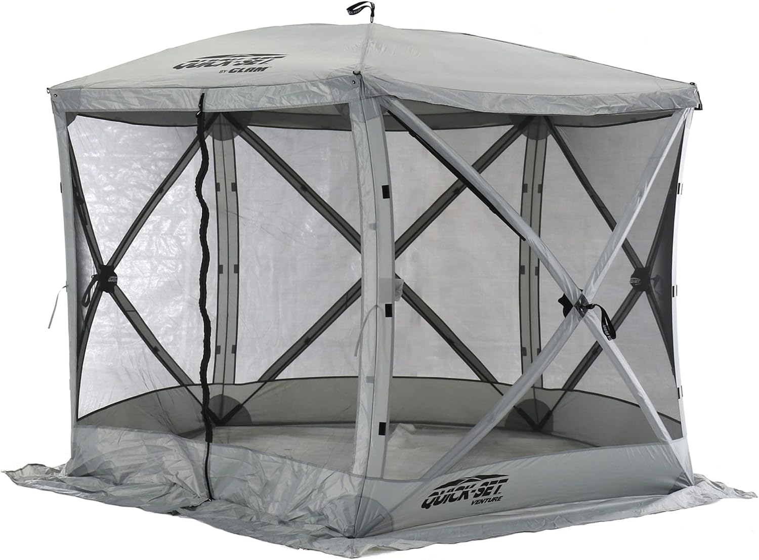 CLAM Quick-Set Pop Up Screen Tent, Venture, 9 x 9 ft, Instant Setup Gray Portable Outdoor Gazebo Canopy Shelter, Compact Bug-Free Camping Tent for Backyard, Beach, Tailgating - Gray