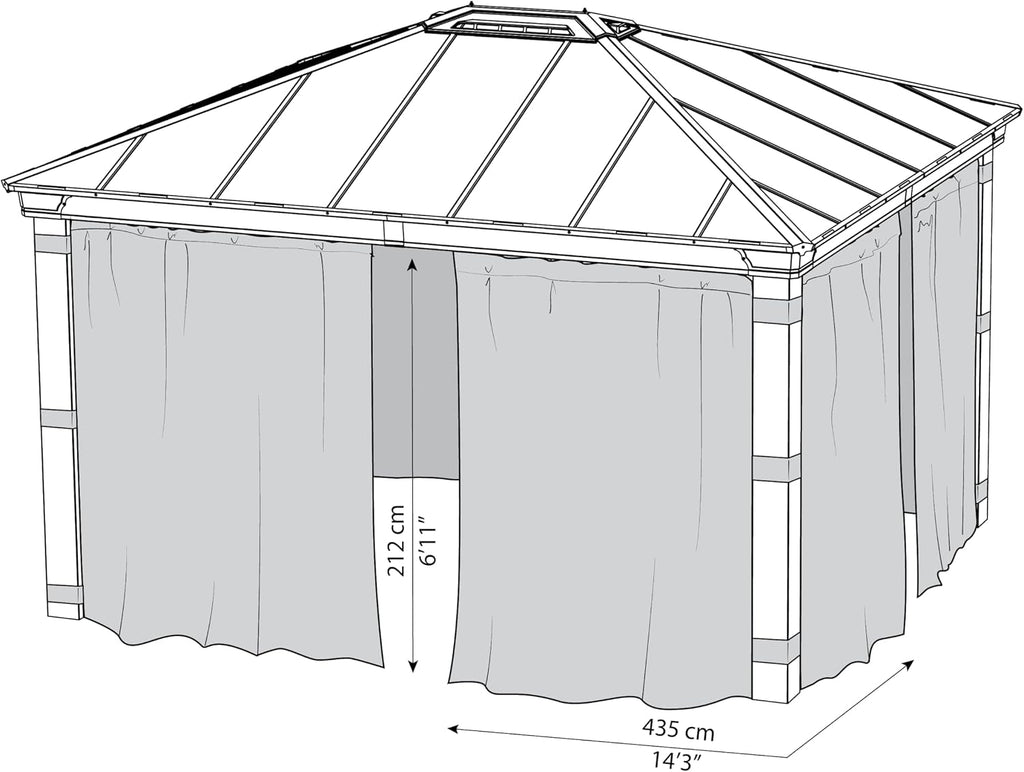 Palram - Canopia 14 Ft. x 14 Ft. Curtain Set for Dallas 14x14 Gazebo, Drapes for Privacy & Weather Protection, Adjustable Airflow, Easy DIY Installation, Washable - 4 Pc. (Curtains ONLY)