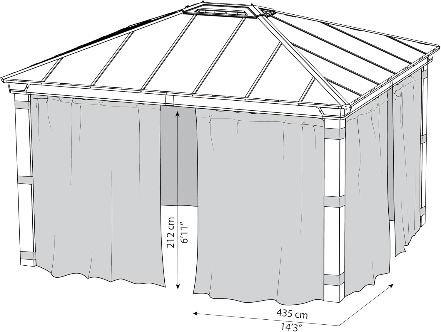Palram - Canopia 14 Ft. x 14 Ft. Curtain Set for Dallas 14x14 Gazebo, Drapes for Privacy & Weather Protection, Adjustable Airflow, Easy DIY Installation, Washable - 4 Pc. (Curtains ONLY)