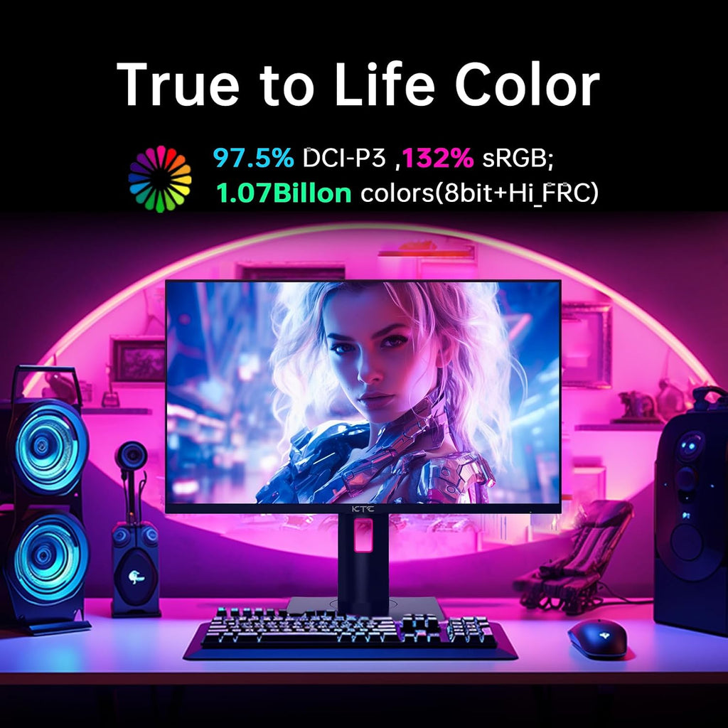 KTC 27' 4K UHD 144Hz Gaming Monitor - Fast IPS Panel 160Hz 1ms GTG, HDR400 132% sRGB, HDMI2.1/DP1.4, VESA Mount, Height/Tilt/Pivot/Swivel Stand, Vertical Monitor Ideal for Gamers, Designers