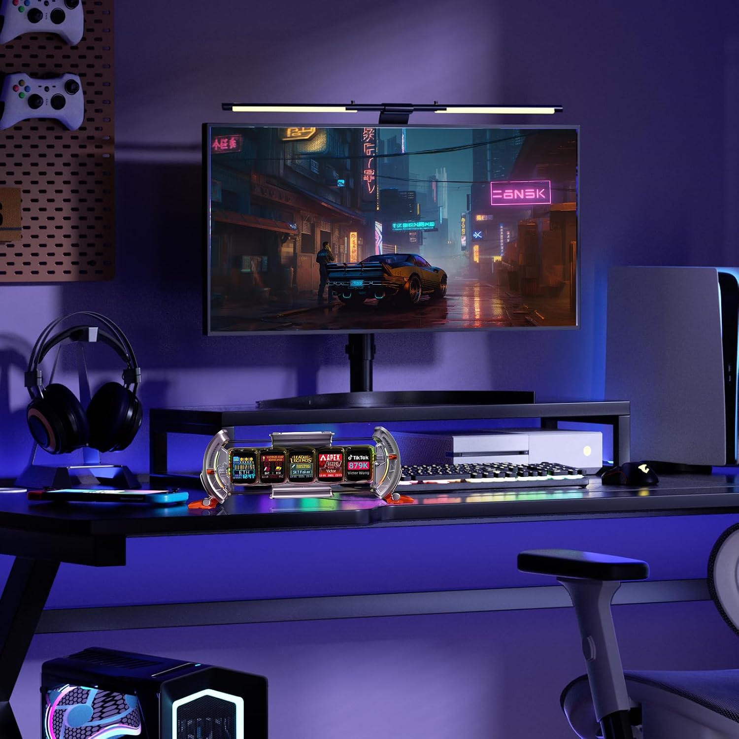 Divoom Times Gate - Cyberpunk Gaming Setup Digital Alarm Clock, Smart APP, WiFi Connect, RGB LED Display, Personalized Financial & Bitcoin Dashboard, Pixel Art for Gaming Room & Office Decor, Silver